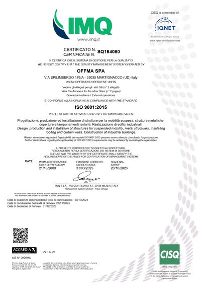 Certificazione ISO 9001:2015 Certificazione ISO 9001:2015
